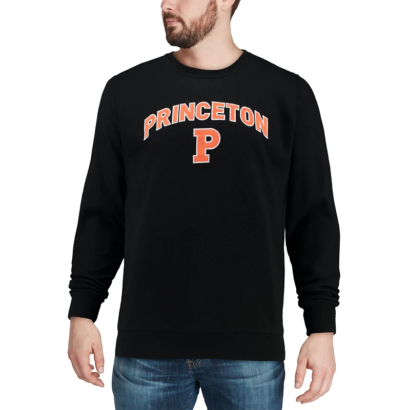 Men's Colosseum Black Princeton Tigers Arch & Logo Crew Neck Sweatshirt