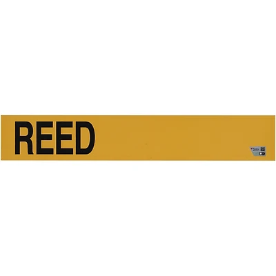 Plaque signalétique jaune utilisée par Patrick Reed lors du 147e Open Championship