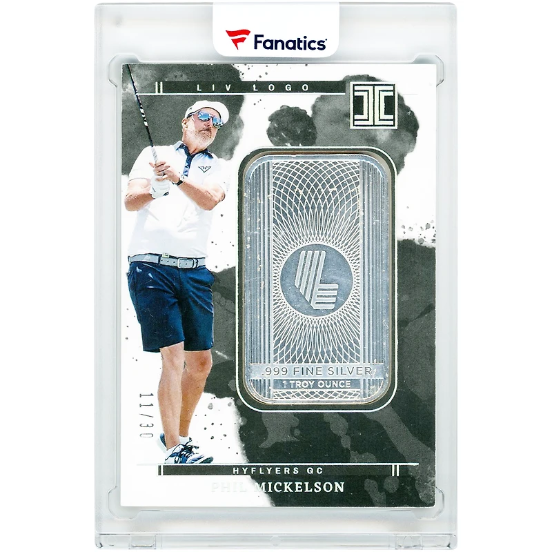 Carte Phil Mickelson LIV Golf 2025 Panini Logo Impeccable Silver Bar n° 20 n ° 11