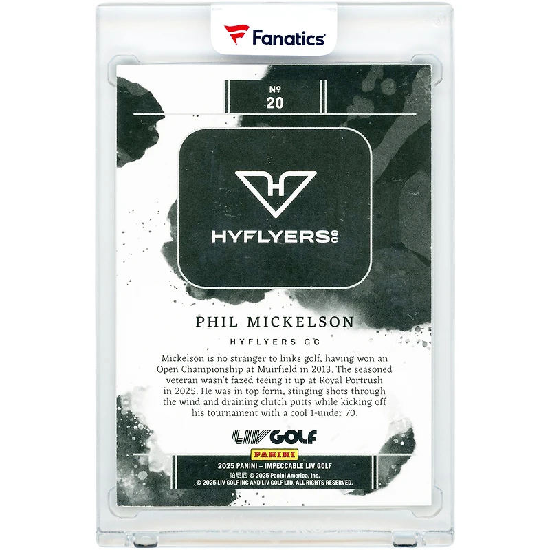 Phil Mickelson LIV Golf 2025 Panini Impeccable Logo Silver Bar #20 #11/30 Card