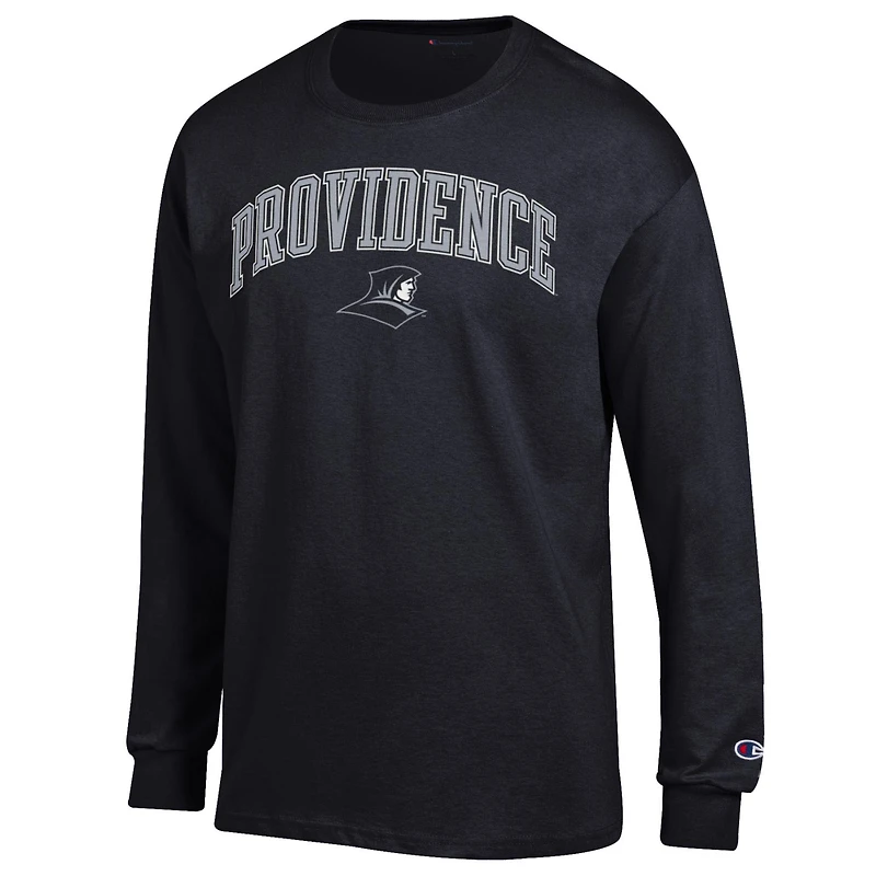 T-shirt à manches longues noir Champion Providence Friars Arch Over Logo pour homme