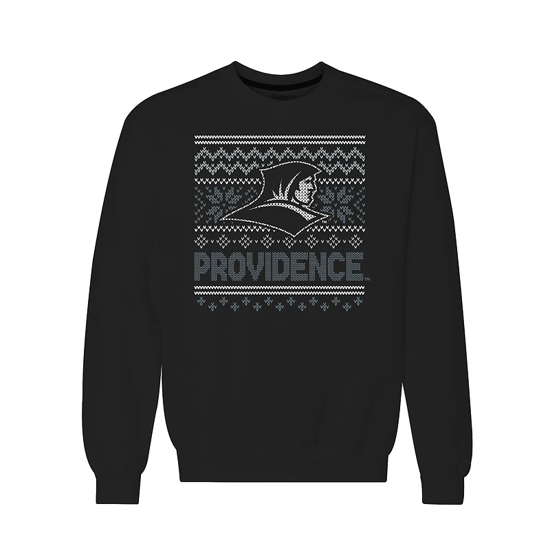 Men's  Black Providence Friars Holiday Fleece Crewneck Sweatshirt
