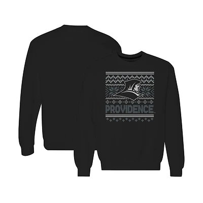 Men's  Black Providence Friars Holiday Fleece Crewneck Sweatshirt