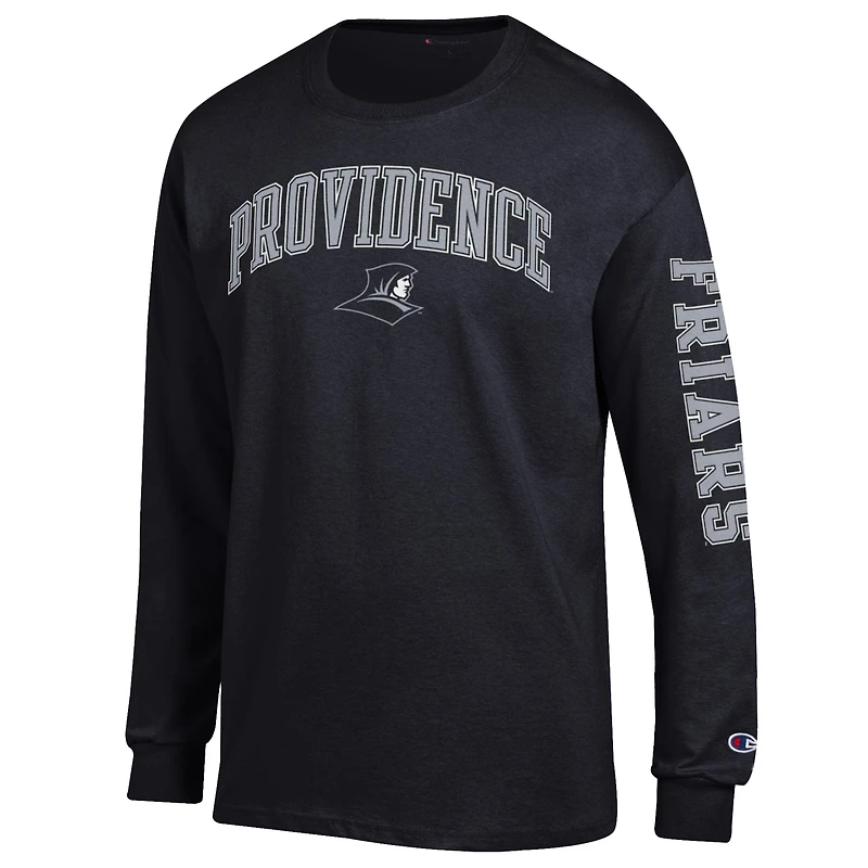 T-shirt à manches longues Champion Black Providence Friars pour homme avec logo Arch Over et 2 coups