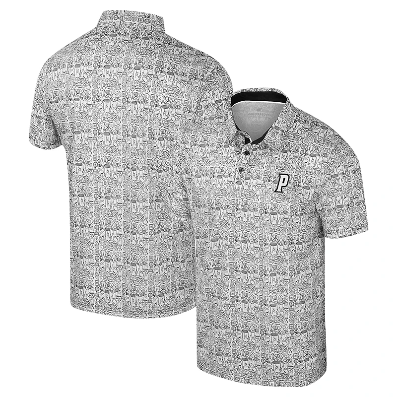 Colisée noir pour hommes Providence Friars Il est temps ! Polo imprimé sur toute la surface