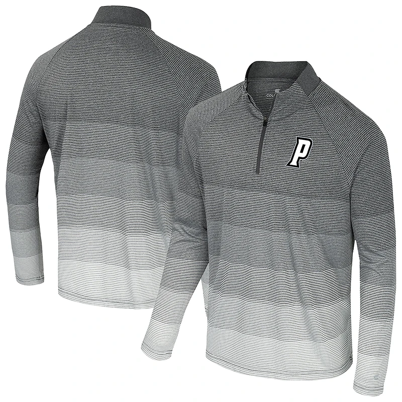 Men's Colosseum Gray Providence Friars AI Striped Mesh Quarter-Zip Raglan Windshirt
