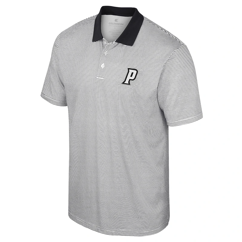 Men's Colosseum White/Black Providence Friars Print Stripe Polo