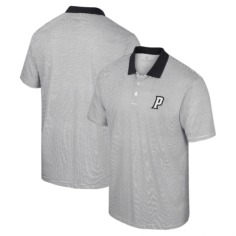 Men's Colosseum White/Black Providence Friars Print Stripe Polo