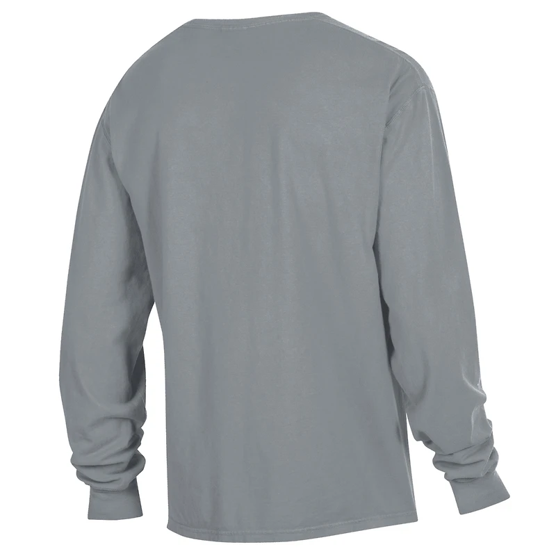 T-shirt à manches longues pour homme ComfortWash gris Providence Friars Arch Logo, teint en pièce