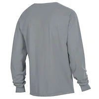 T-shirt à manches longues pour homme ComfortWash gris Providence Friars Arch Logo, teint en pièce