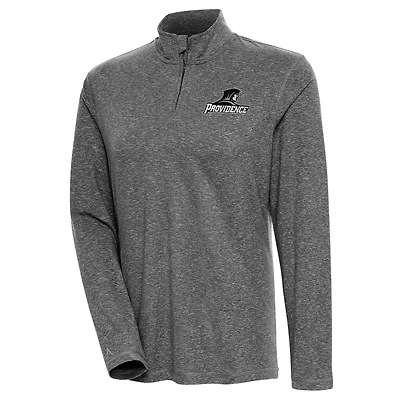 Women's Antigua  Heather Black Providence Friars Confront Quarter-Zip Pullover Top