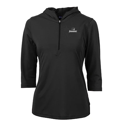 Sweat à capuche Cutter & Buck Black Providence Friars Virtue Eco Piqué demi-zip et manches 3/4 pour femme