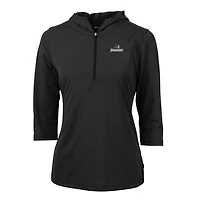Sweat à capuche Cutter & Buck Black Providence Friars Virtue Eco Piqué demi-zip et manches 3/4 pour femme