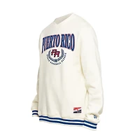 Sweat-shirt rétro de baseball New Era crème pour homme, style Porto Rico
