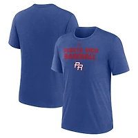 Men's Nike Heather Blue Puerto Rico Baseball 2026 World Classic Stacked Tri-Blend T-Shirt