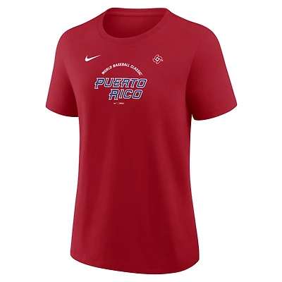 Women's Nike  Red Puerto Rico Baseball 2026 World Classic Script T-Shirt