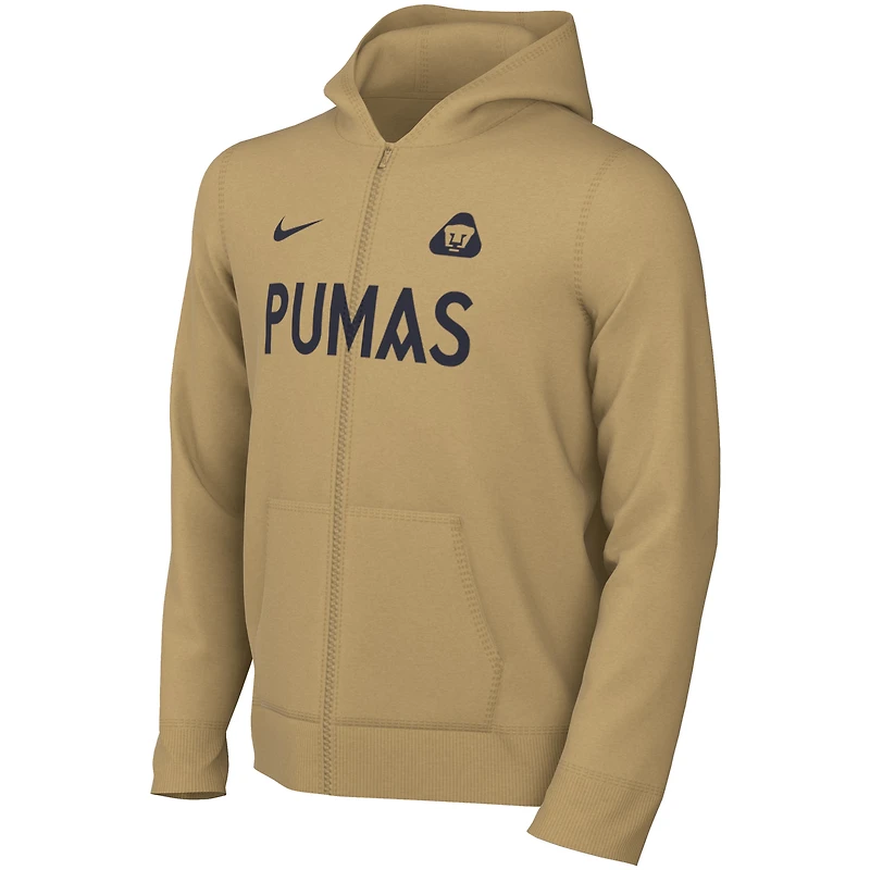 Youth Nike Gold Pumas 2025/26 Club Full-Zip Hoodie