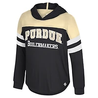 T-shirt à manches longues et capuche pour jeunes filles Colosseum Black Purdue Boilermakers Reflection