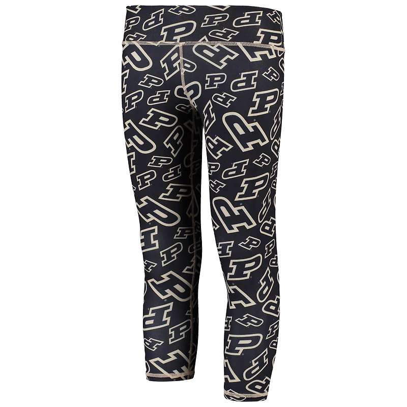 Girls Youth ZooZatz Black/Gold Purdue Boilermakers Stacked Mascot Leggings