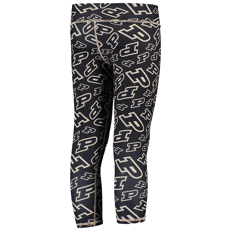 Girls Youth ZooZatz Black/Gold Purdue Boilermakers Stacked Mascot Leggings
