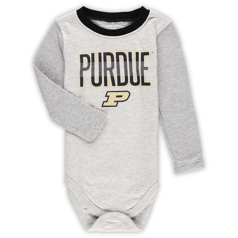 Infant Wes & Willy Heather Gray Purdue Boilermakers Jie Long Sleeve Bodysuit Pants Set