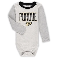 Infant Wes & Willy Heather Gray Purdue Boilermakers Jie Long Sleeve Bodysuit Pants Set