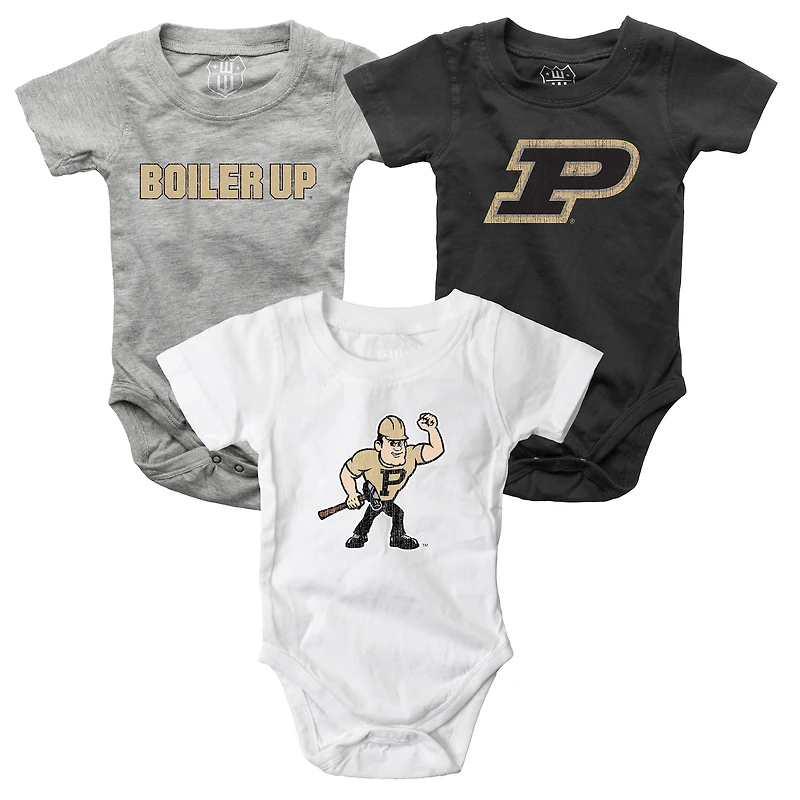Infant Wes & Willy Purdue Boilermakers Three-Pack Bodysuit Set