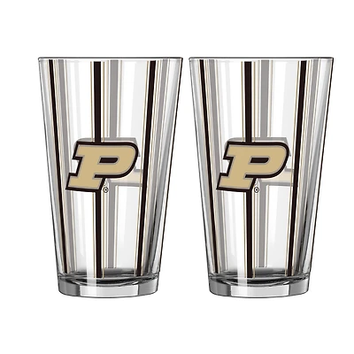 Logo Brands Purdue Boilermakers Two-Piece 16oz. Striped Pint Glass Set