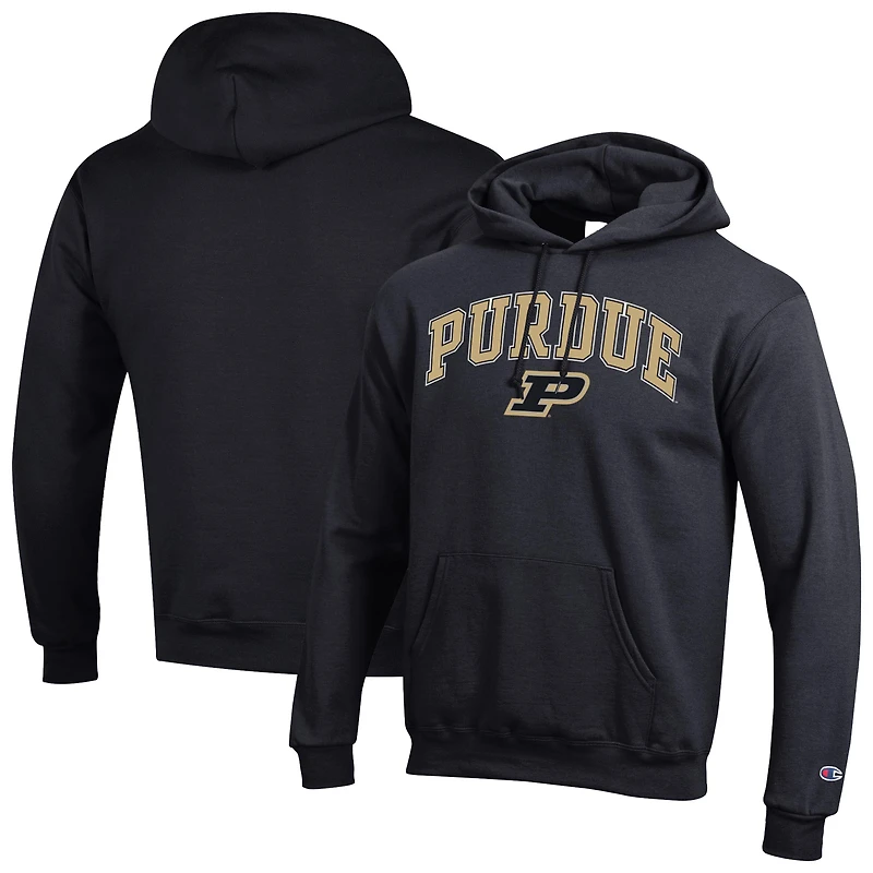 Men's Champion  Black Purdue Boilermakers Arched Logo Fleece Pullover Hoodie