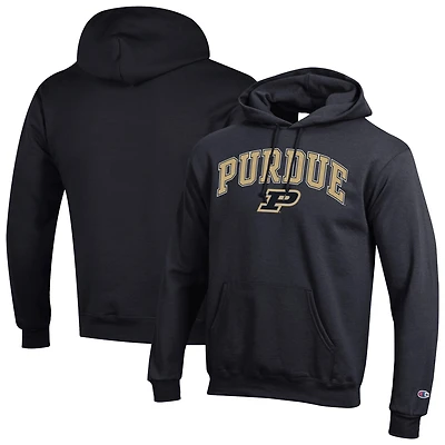 Men's Champion  Black Purdue Boilermakers Arched Logo Fleece Pullover Hoodie