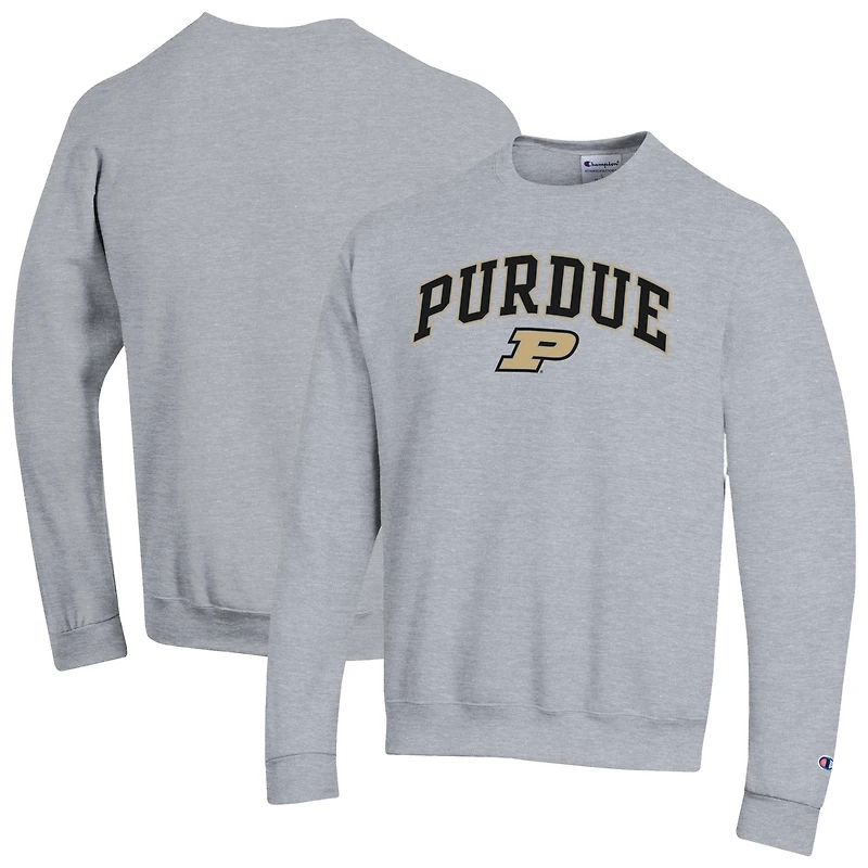 Men's Champion  Heather Gray Purdue Boilermakers Arch Over Logo Pullover Sweatshirt