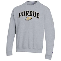 Men's Champion  Heather Gray Purdue Boilermakers Arch Over Logo Pullover Sweatshirt