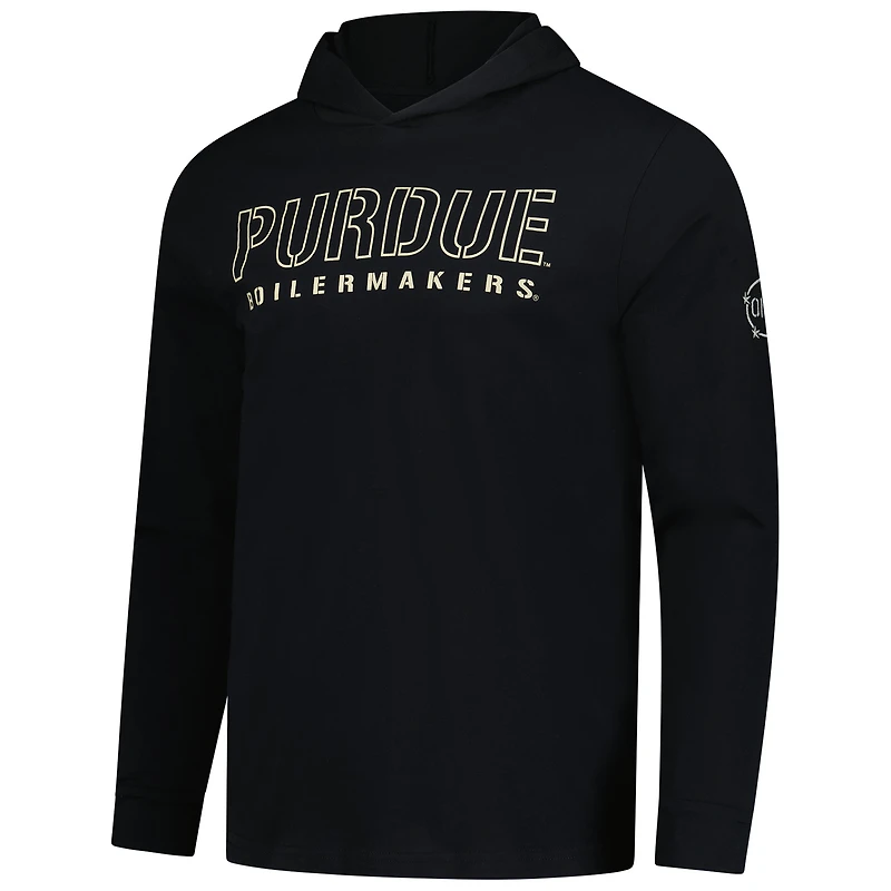 Men's Colosseum Black Purdue Boilermakers OHT Military Appreciation Camo Hooded Long-Sleeve T-Shirt