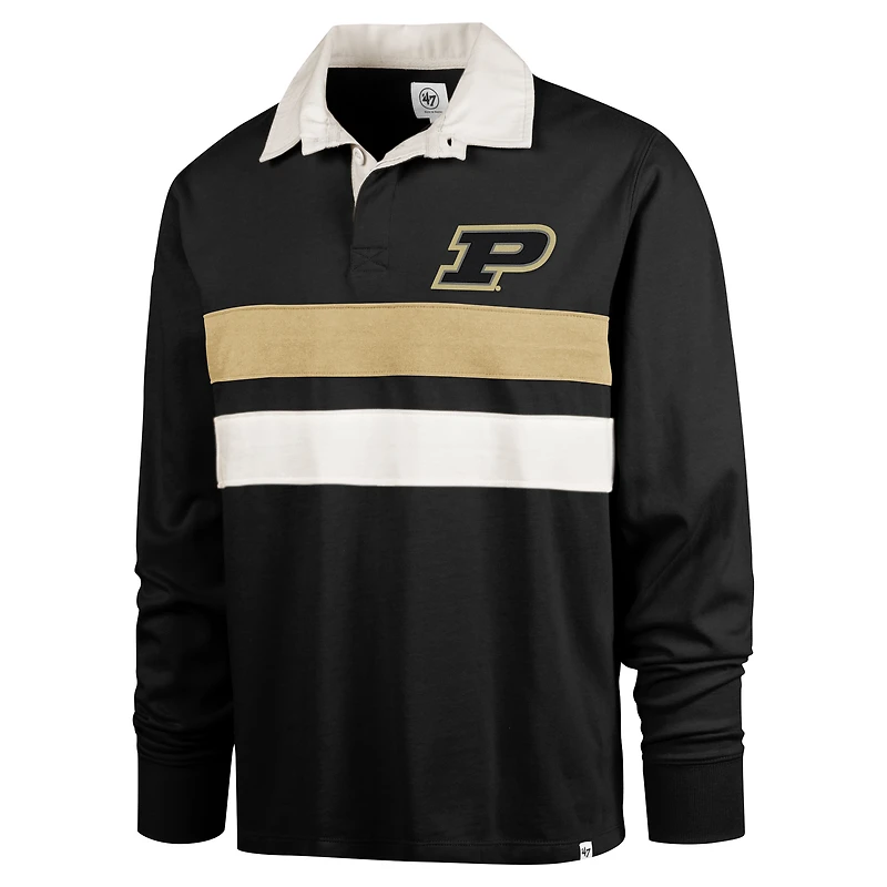 Men's '47 Black Purdue Boilermakers Clubhouse Knox Thames Long Sleeve Rugby Polo