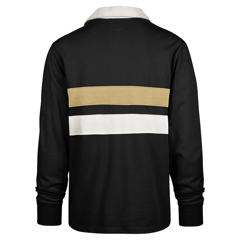 Men's '47 Black Purdue Boilermakers Clubhouse Knox Thames Long Sleeve Rugby Polo
