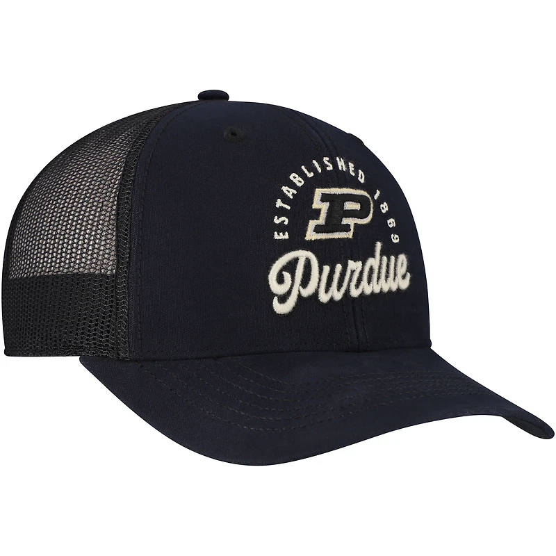 Casquette ajustable noire Purdue Boilermakers Pitstop Trucker '47 pour homme