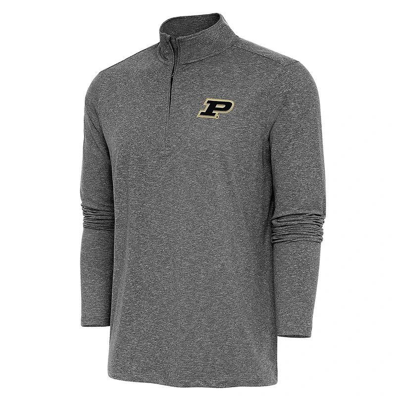 Pull-over à fermeture éclair quart de tour Antigua Heather Black Purdue Boilermakers Hunk pour homme