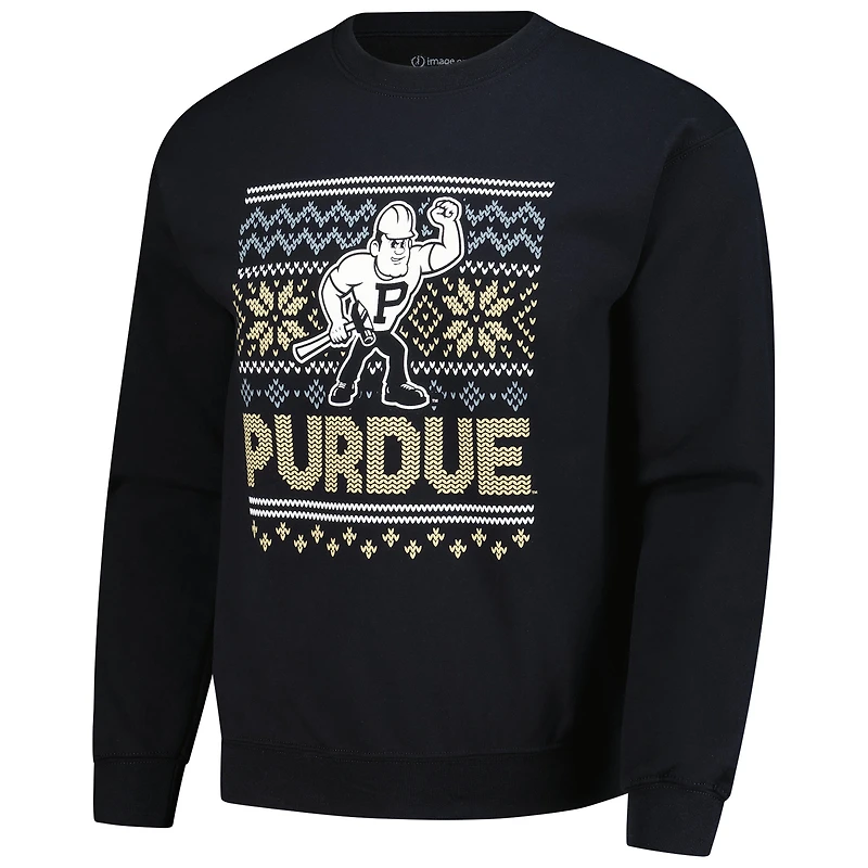 Men's  Black Purdue Boilermakers Holiday Fleece Sweatshirt