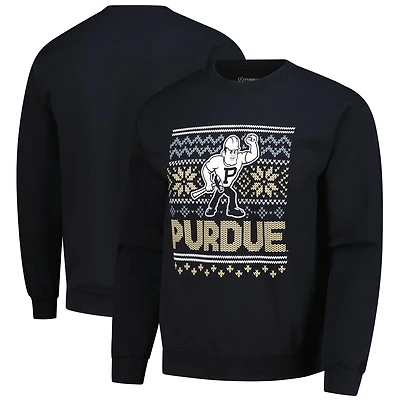 Men's  Black Purdue Boilermakers Holiday Fleece Sweatshirt