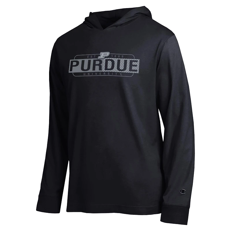 T-shirt à capuche manches longues Champion noir Purdue Boilermakers Gradient All-Star pour homme