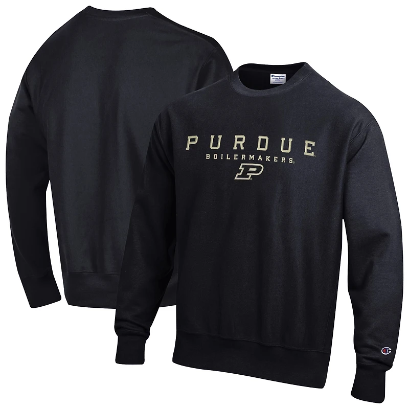 Men's Champion Black Purdue Boilermakers Relentless Reverse Weave Sweatshirt