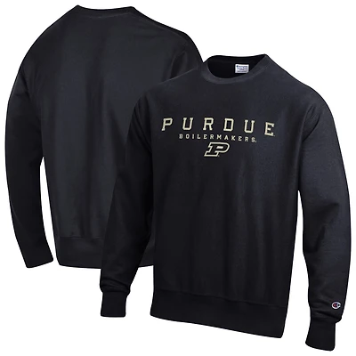 Men's Champion Black Purdue Boilermakers Relentless Reverse Weave Sweatshirt