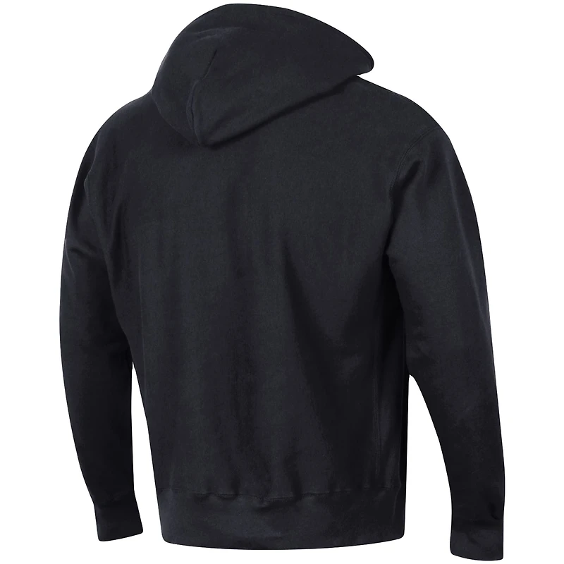 Men's Champion Black Purdue Boilermakers Team Arch Reverse Weave Relaxed Fit Pullover Hoodie