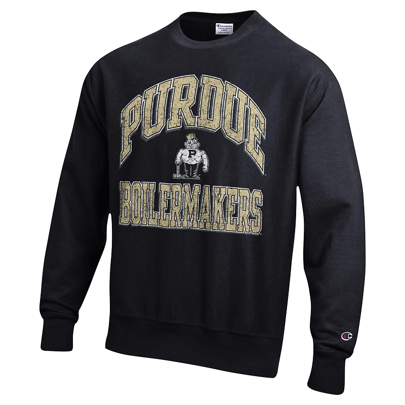 Sweat-shirt Champion Black Purdue Boilermakers Vault Late Night Reverse Weave pour hommes