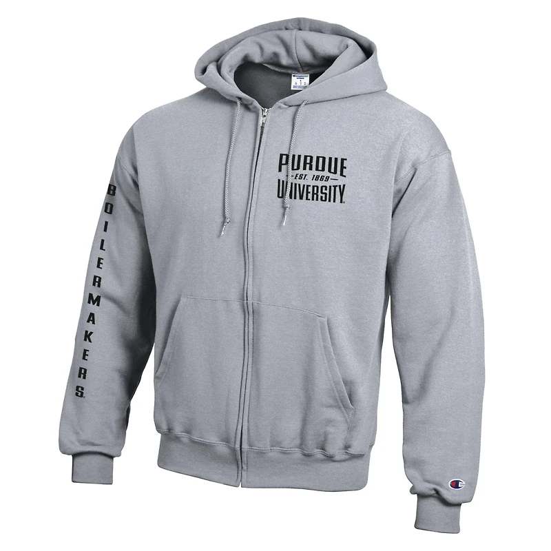 Men's Champion  Gray Purdue Boilermakers Varsity Powerblend Full-Zip Fleece Hoodie