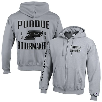 Men's Champion  Gray Purdue Boilermakers Varsity Powerblend Full-Zip Fleece Hoodie