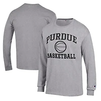 T-shirt à manches longues Champion Heather Gray pour homme, icône de basket-ball Purdue Boilermakers