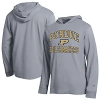 Men's Champion  Heather Gray Purdue Boilermakers High Motor All-Star Long Sleeve Hooded T-Shirt
