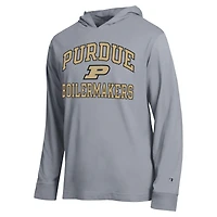 Men's Champion  Heather Gray Purdue Boilermakers High Motor All-Star Long Sleeve Hooded T-Shirt