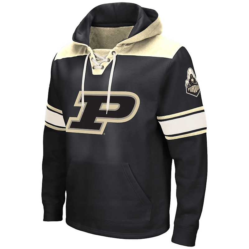 Men's Colosseum Black Purdue Boilermakers Big & Tall Hockey Lace-Up Pullover Hoodie